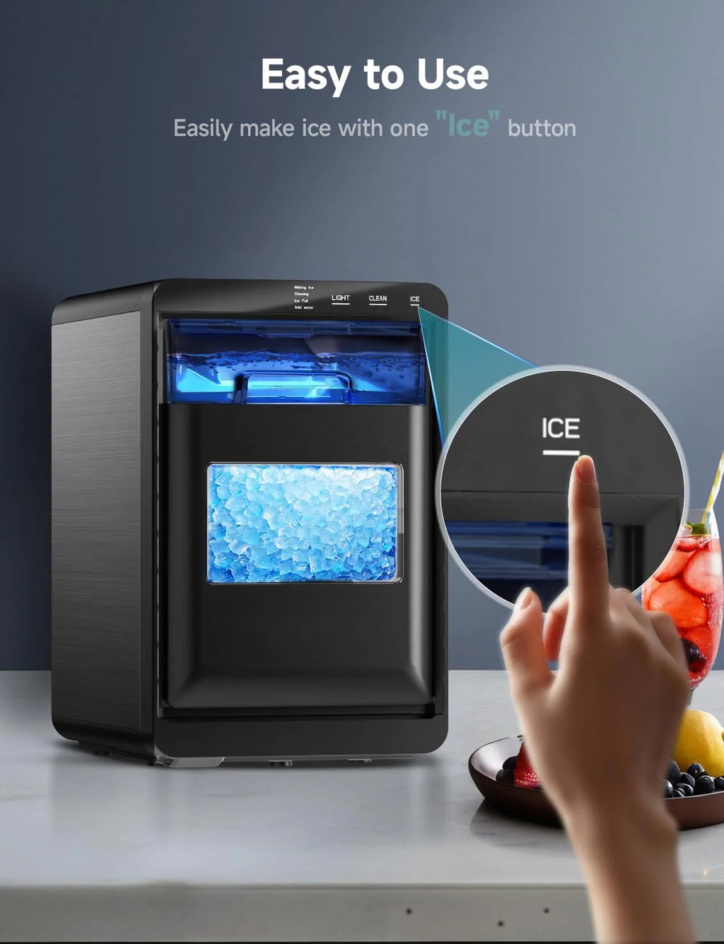 Countertop Nugget Ice Maker 44Lbs/24H